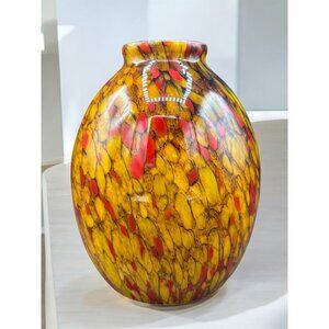 Vintage Replacement Pendant Hand Blown Light Shade Globe Amber, Red, Brown 2" Fi